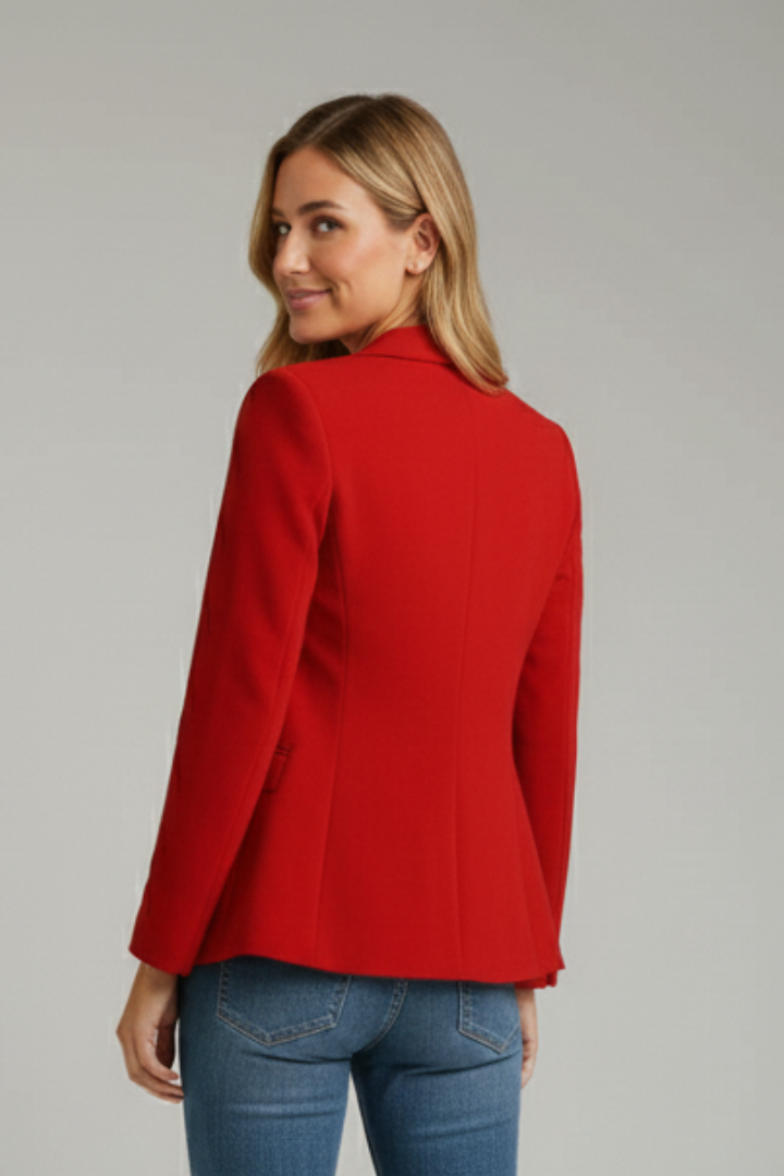 Women's Tailored Blazer with Notched Lapel and Single Button Closure 4