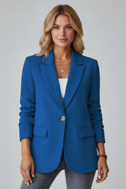 Women's Tailored Blazer with Notched Lapel and Single Button Closure 6