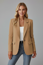 Women's Tailored Blazer with Notched Lapel and Single Button Closure 7