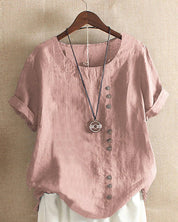Women's Top - Relaxed Fit Button Front Blouse for Women, Casual Short Sleeve Summer Top 0