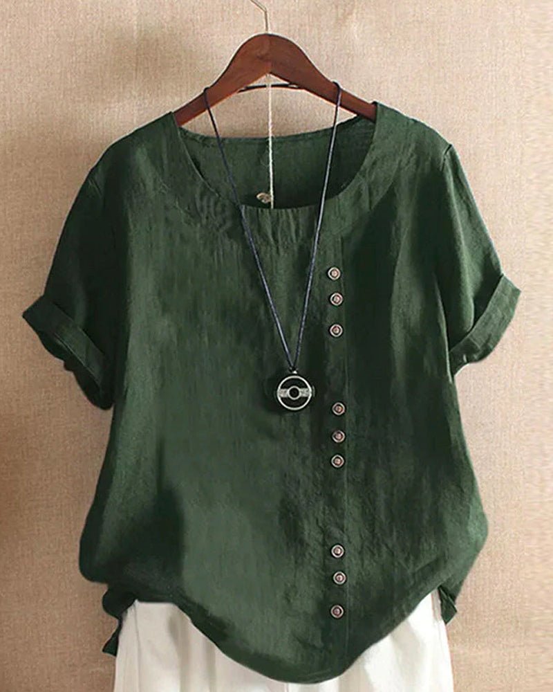 Women's Top - Relaxed Fit Button Front Blouse for Women, Casual Short Sleeve Summer Top 1