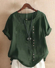 Women's Top - Relaxed Fit Button Front Blouse for Women, Casual Short Sleeve Summer Top 1