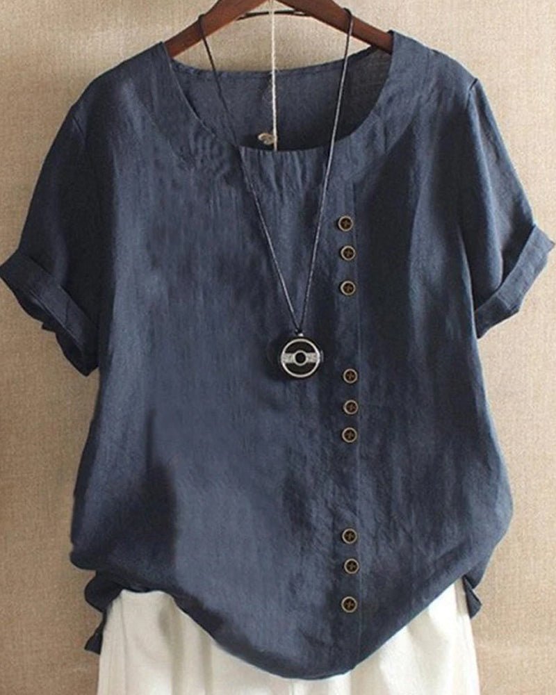 Women's Top - Relaxed Fit Button Front Blouse for Women, Casual Short Sleeve Summer Top 2