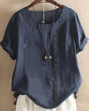 Women's Top - Relaxed Fit Button Front Blouse for Women, Casual Short Sleeve Summer Top 2