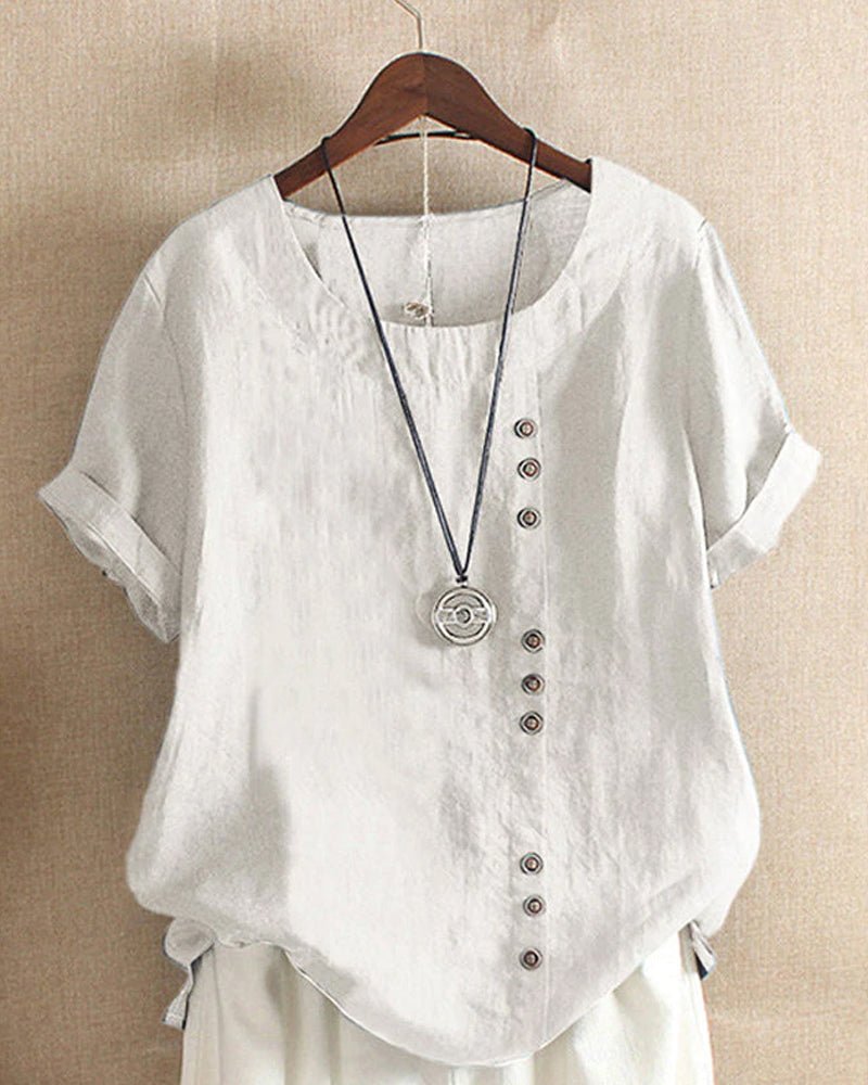 Women's Top - Relaxed Fit Button Front Blouse for Women, Casual Short Sleeve Summer Top 5