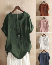 Women's Top - Relaxed Fit Button Front Blouse for Women, Casual Short Sleeve Summer Top 6