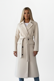 Women's Trench Coat - Elegant Long Double-Breasted Design with Belt, Stylish Winter Coat for Casual and Formal Occasions 0