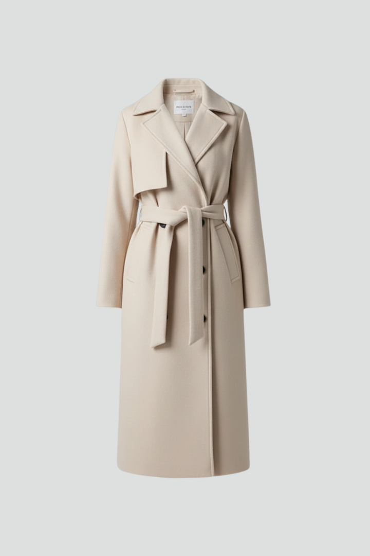 Women's Trench Coat - Elegant Long Double-Breasted Design with Belt, Stylish Winter Coat for Casual and Formal Occasions 1