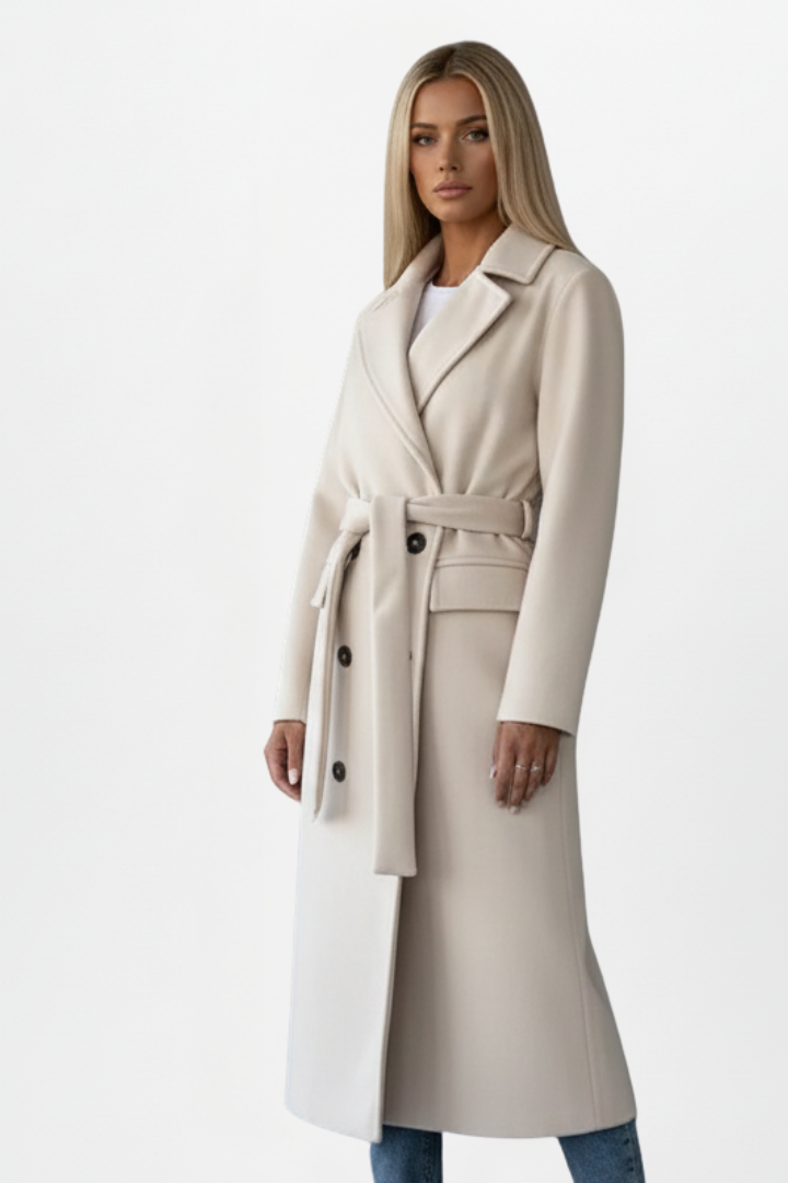 Women's Trench Coat - Elegant Long Double-Breasted Design with Belt, Stylish Winter Coat for Casual and Formal Occasions 2