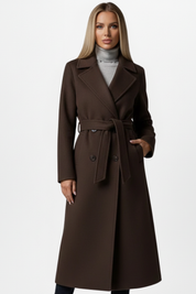 Women's Trench Coat - Elegant Long Double-Breasted Design with Belt, Stylish Winter Coat for Casual and Formal Occasions 5