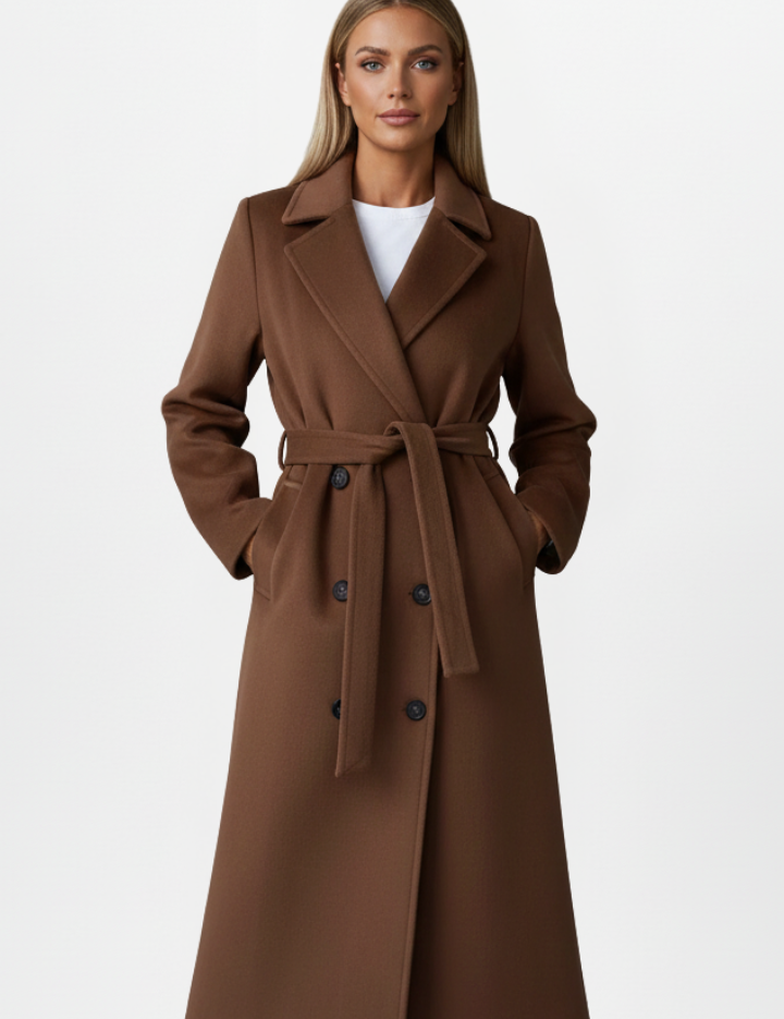 Women's Trench Coat - Elegant Long Double-Breasted Design with Belt, Stylish Winter Coat for Casual and Formal Occasions 6