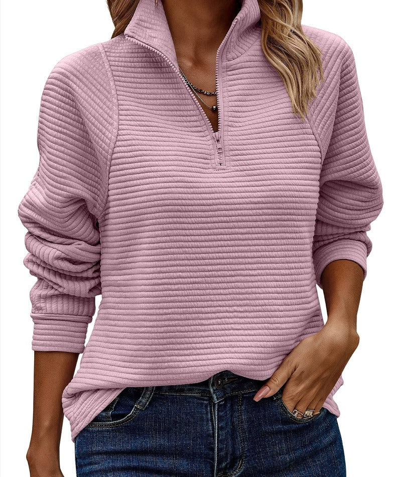 Women's Trendy V-Neck Sweater with High Collar - Stylish and Versatile for Every Occasion 0