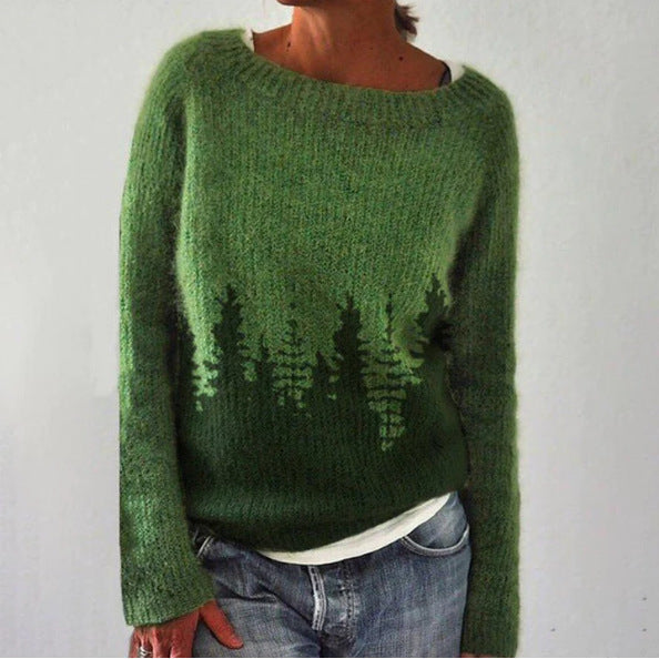Women's Vintage Knit Sweater - Warm, Stylish Pullover for Autumn & Winter Fashion 1