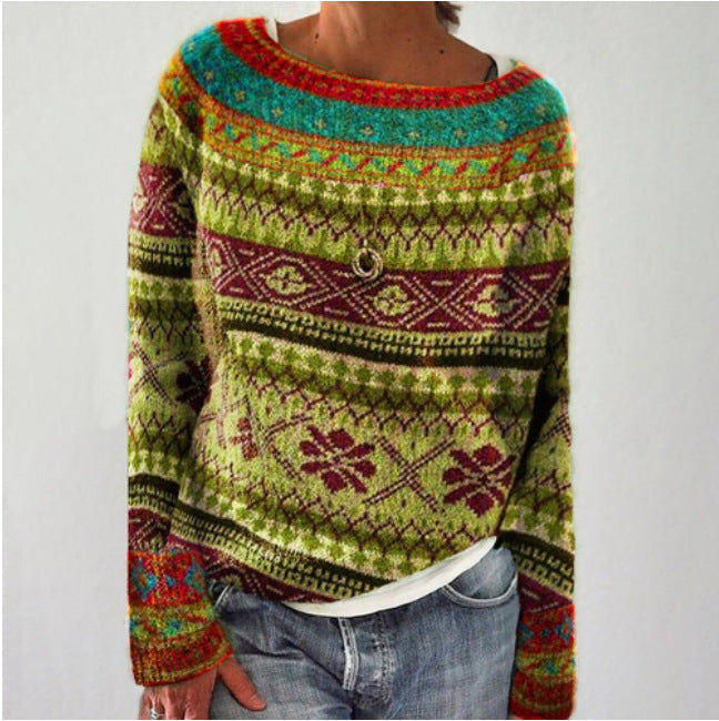 Women's Vintage Knit Sweater - Warm, Stylish Pullover for Autumn & Winter Fashion 2