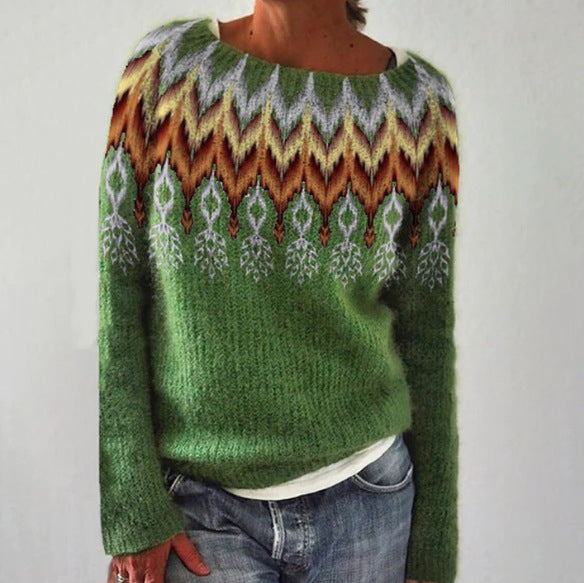 Women's Vintage Knit Sweater - Warm, Stylish Pullover for Autumn & Winter Fashion 4