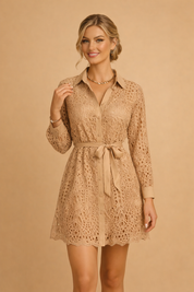 Women's White Lace Dress - Elegant V-Neck Long Sleeve Formal Dresses for Special Occasions 2
