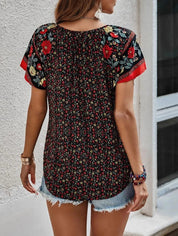 Womens Blouse - Floral Print Short Sleeve Summer Tops for Women, Lightweight and Versatile Styling 4