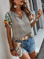 Womens Blouse - Floral Print Short Sleeve Summer Tops for Women, Lightweight and Versatile Styling 6
