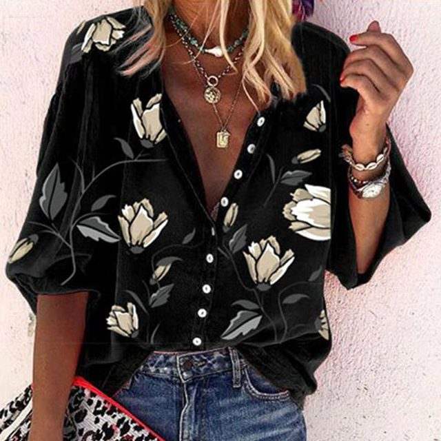 Womens Blouse - Lightweight Floral Design for Elegant Casual and Formal Wear 3