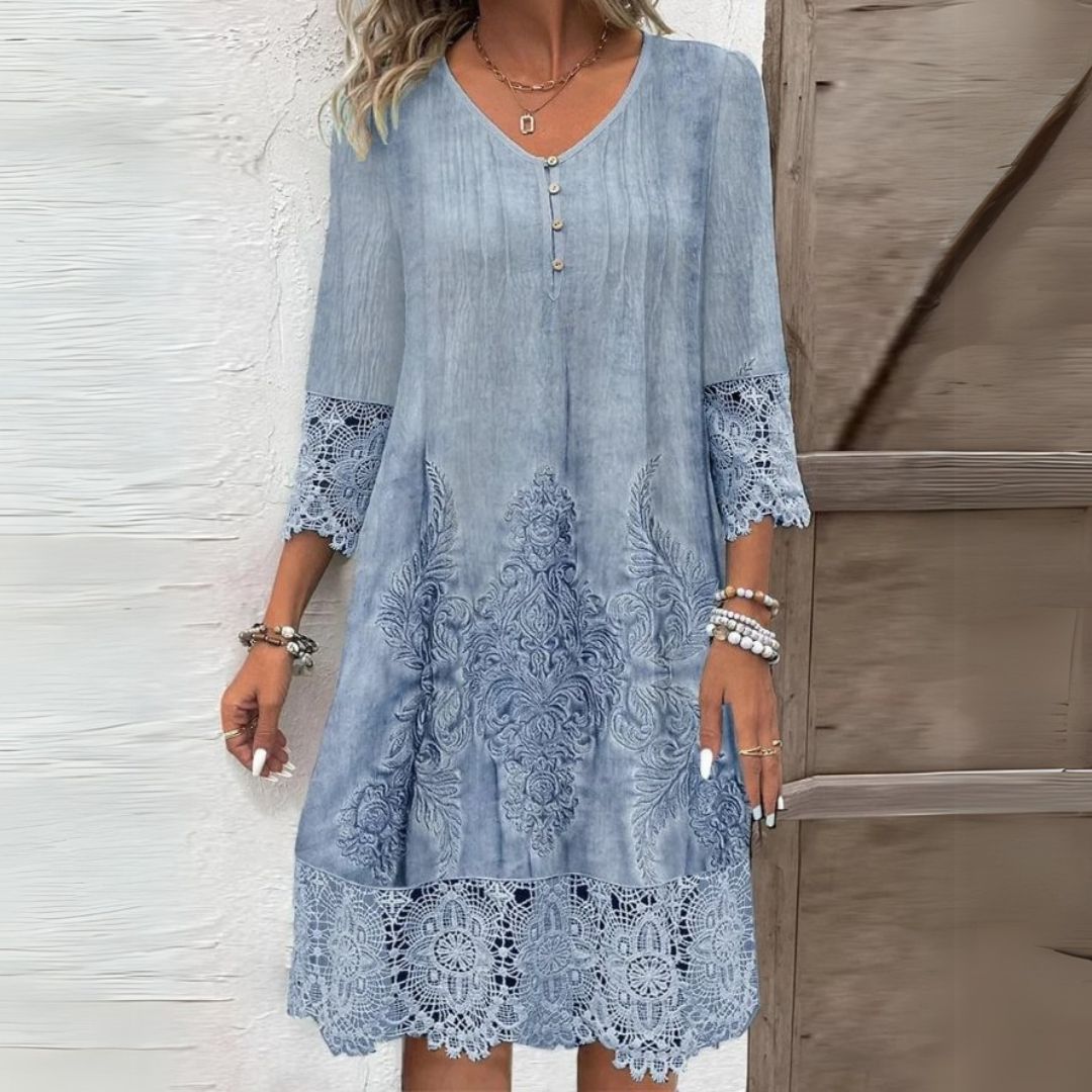 Womens Dress - Elegant Floral Midi Summer Dresses for Warm Weather Events 0