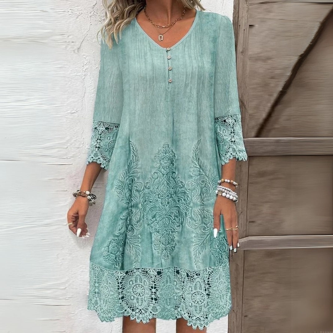 Womens Dress - Elegant Floral Midi Summer Dresses for Warm Weather Events 1