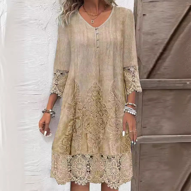 Womens Dress - Elegant Floral Midi Summer Dresses for Warm Weather Events 2