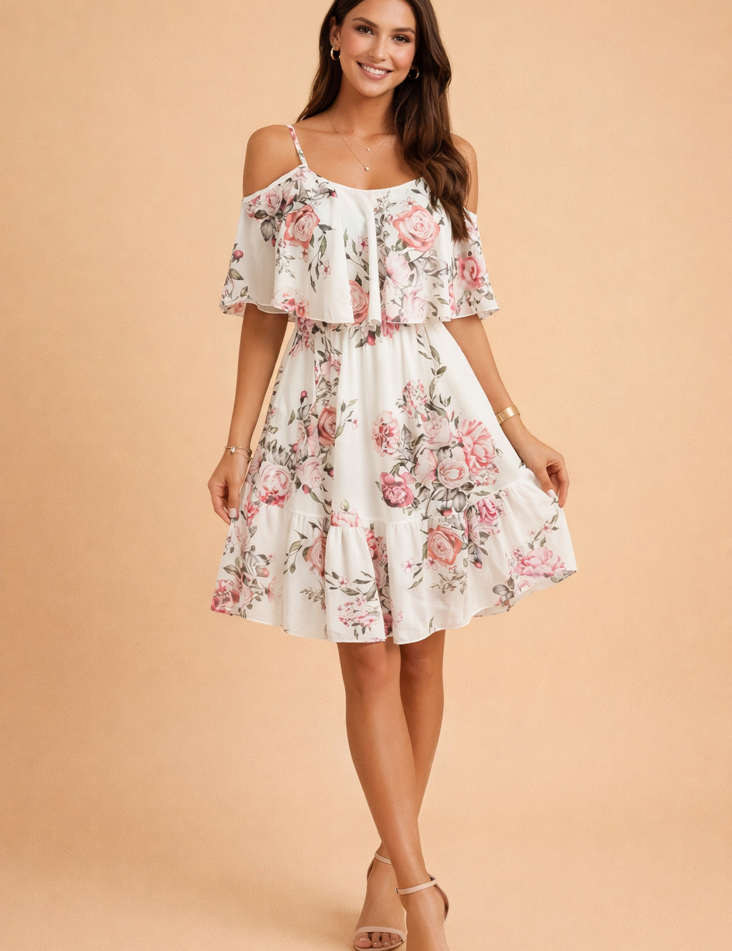 Womens Dress - Elegant Off-the-Shoulder Floral Summer Dress for Stylish Casual Outings 1
