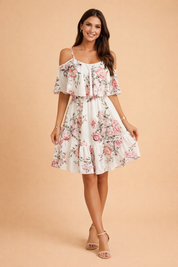 Womens Dress - Elegant Off-the-Shoulder Floral Summer Dress for Stylish Casual Outings 1