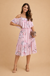 Womens Dress - Elegant Off-the-Shoulder Floral Summer Dress for Stylish Casual Outings 2