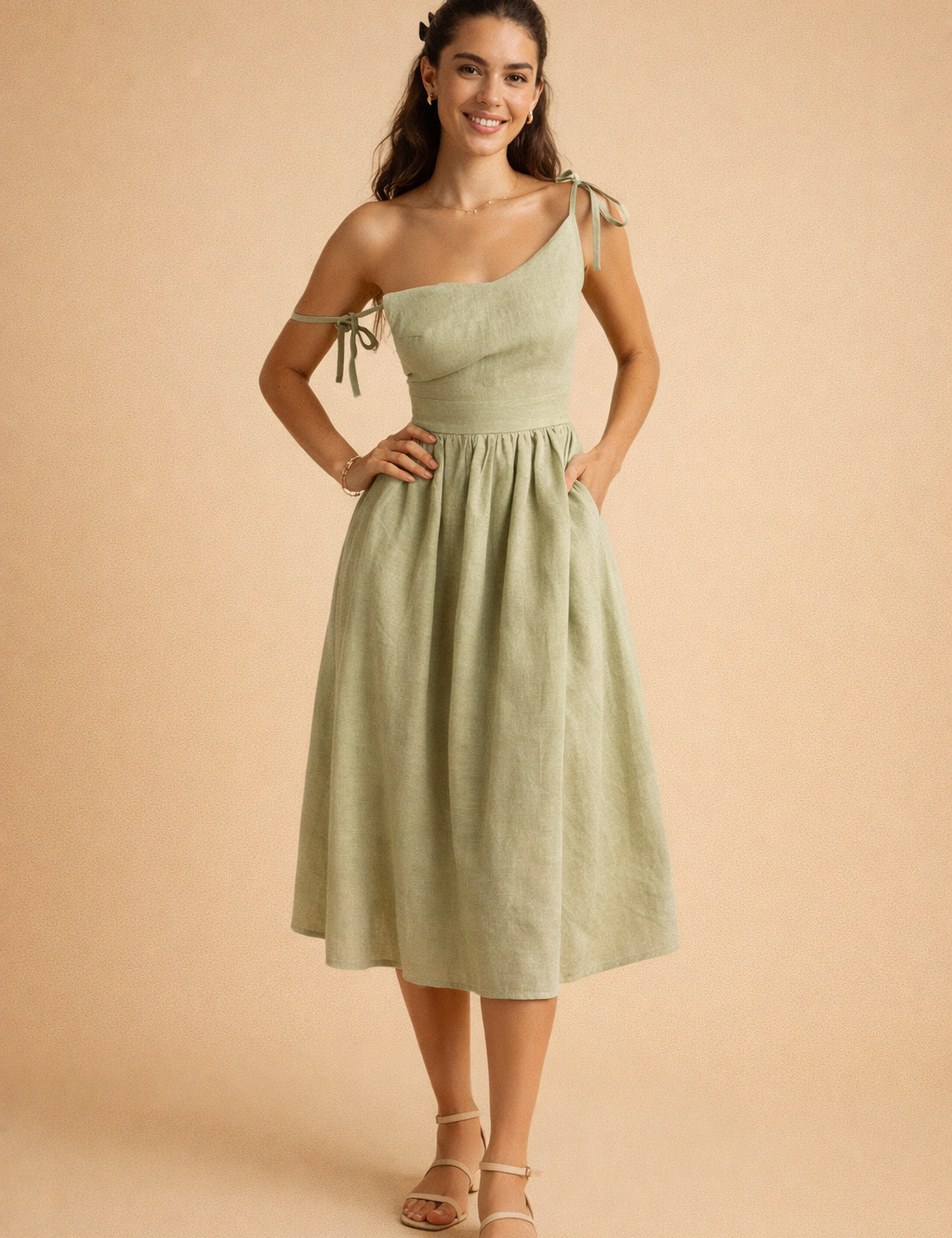 Womens Dress - Elegant Summer A-Line V-Neck Backless Evening Dress for Warm Weather Occasions 0