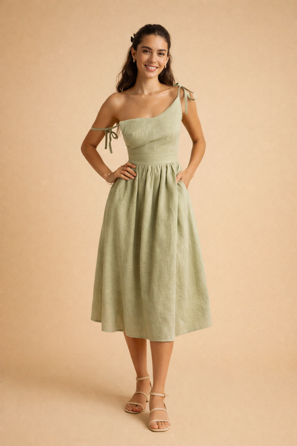 Womens Dress - Elegant Summer A-Line V-Neck Backless Evening Dress for Warm Weather Occasions 0
