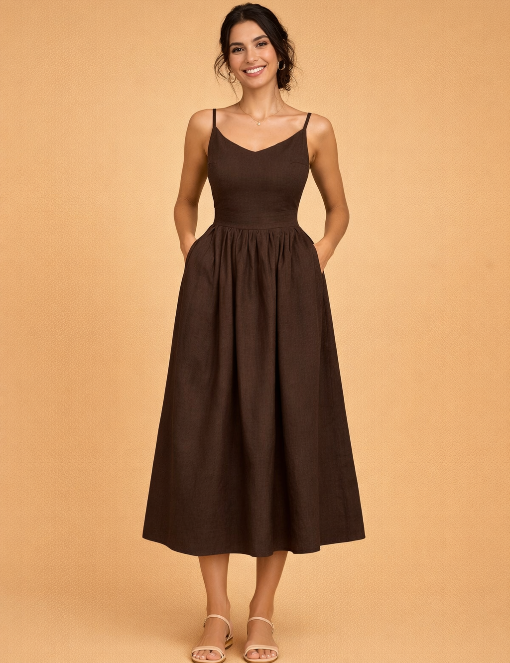 Womens Dress - Elegant Summer A-Line V-Neck Backless Evening Dress for Warm Weather Occasions 1