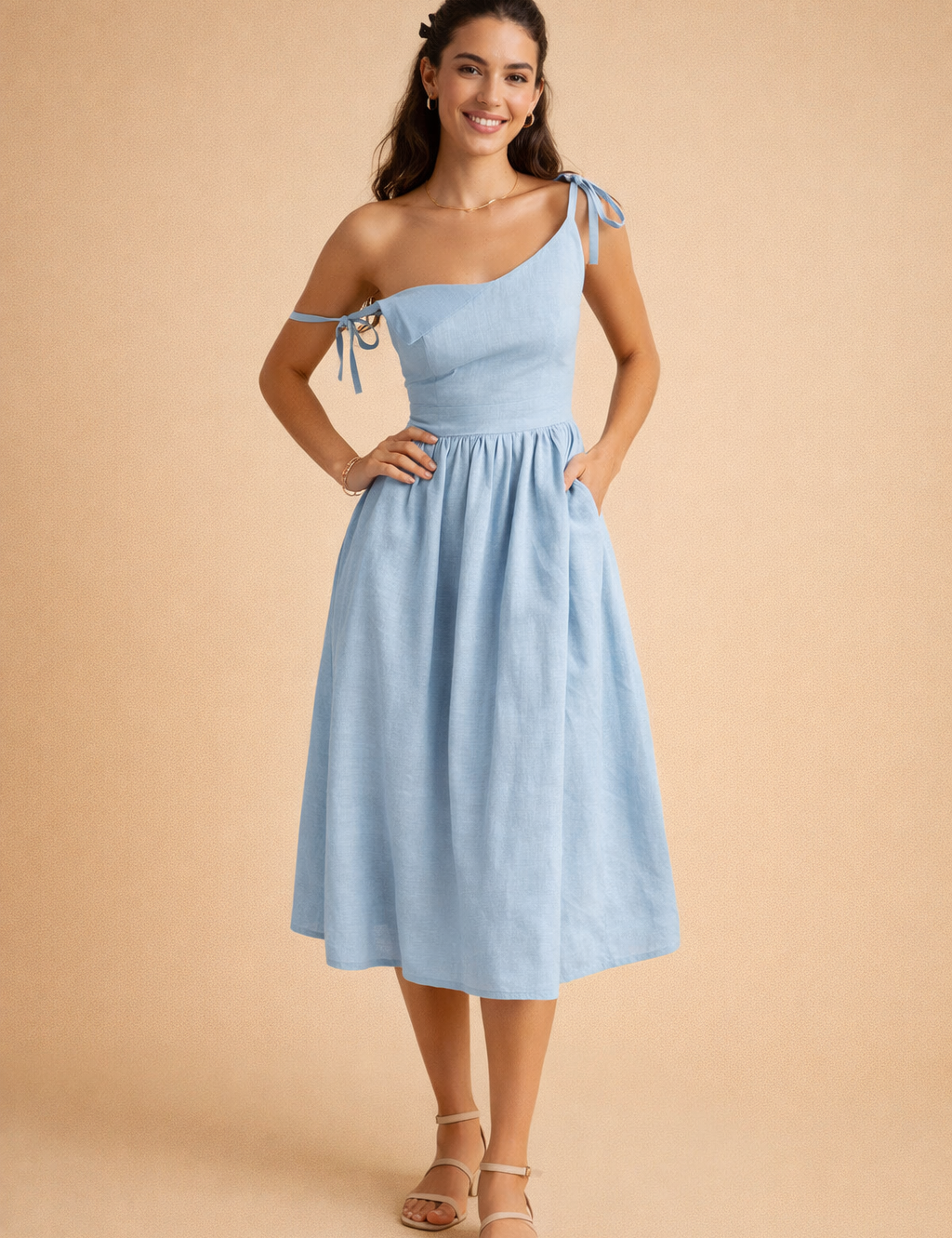 Womens Dress - Elegant Summer A-Line V-Neck Backless Evening Dress for Warm Weather Occasions 3