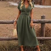 Womens Summer Dress - Elegant Long Boho V-Neck Dress for Casual and Formal Occasions 0