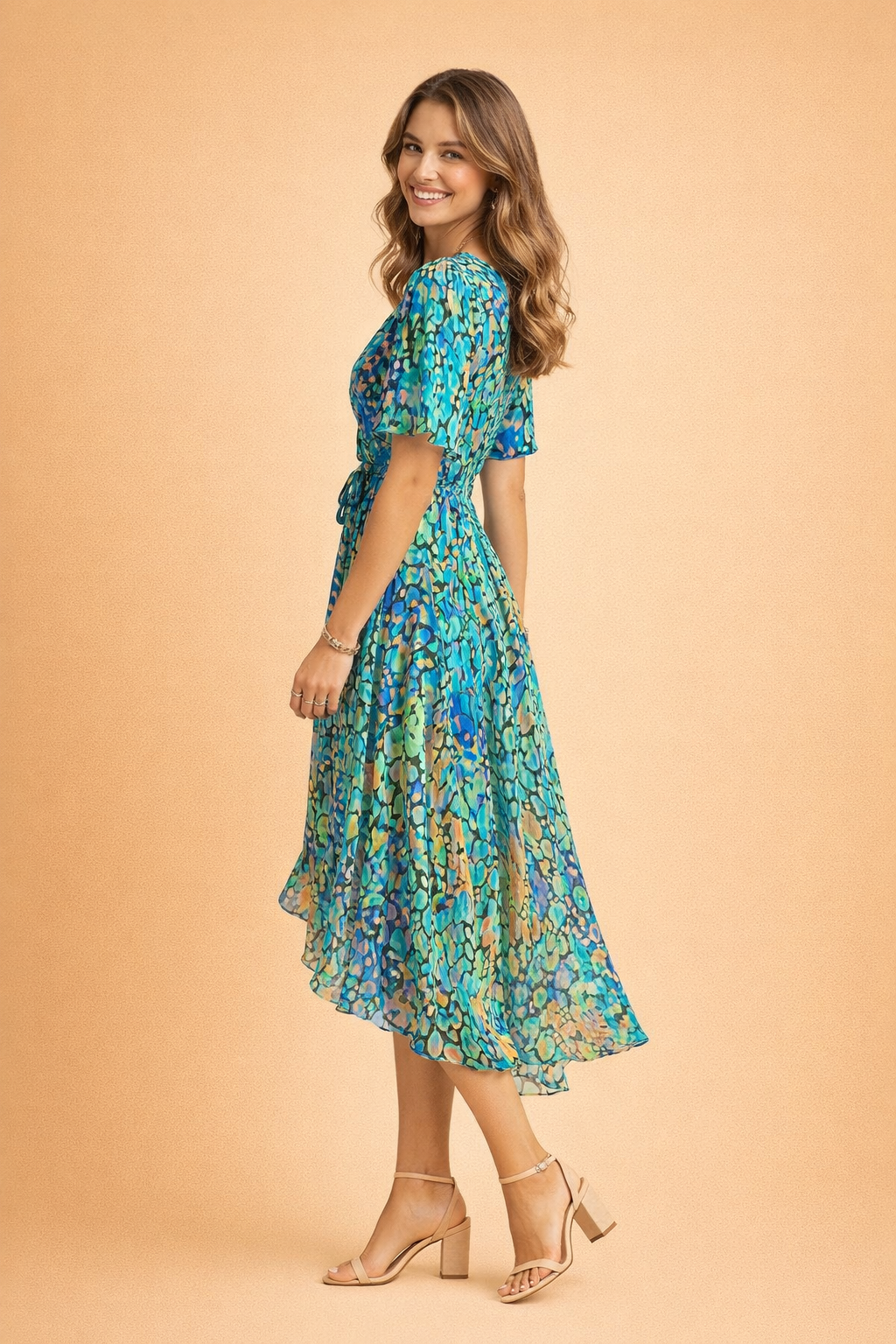 Womens Summer Midi Dress - Elegant Blue Dress for Casual and Formal Occasions 2